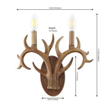 Oakley 13.25" 2-Light Southwestern Bohemian Resin/Iron Faux Antler LED Sconce - JONATHAN Y